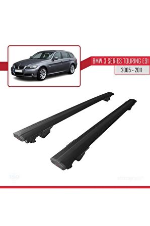 Bmw 3 Series Touring (E91) 2005-2011 Arası  HOOK Model Anahtar Kilitli Ara Atkı Tavan Barı SİYAH