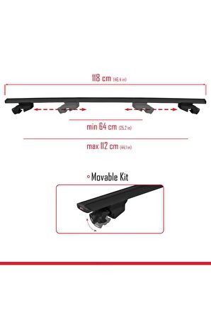 Chevrolet Trax 2013-2022 Arası ile uyumlu HOOK Model Anahtar Kilitli Ara Atkı Tavan Barı SİYAH