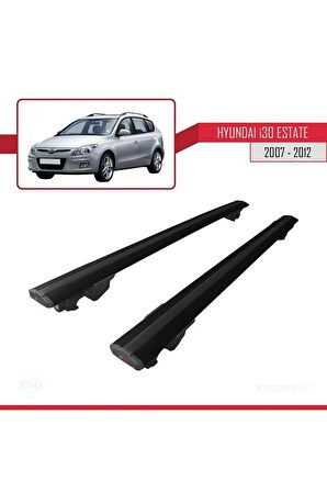 Hyundai İ30 ESTATE 2007-2012 Arası ile uyumlu HOOK Model Anahtar Kilitli Ara Atkı Tavan Barı SİYAH