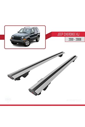 Jeep Cherokee (KJ) 2001-2008 Arası Ile Uyumlu Hook Model Anahtar Kilitli Ara Atkı Tavan Barı Gri