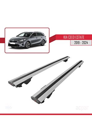Kia Ceed (CD) Sw 2019 Ve Sonrası Ile Uyumlu Hook Model Anahtar Kilitli Ara Atkı Tavan Barı Gri