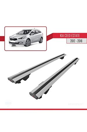 Kia Ceed  SW 2012-2018 Arası ile uyumlu HOOK Model Anahtar Kilitli Ara Atkı Tavan Barı GRİ