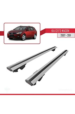 Kia Cee'd SW / Estate 2007-2011 Arası ile uyumlu HOOK Model Anahtar Kilitli Ara Atkı Tavan Barı GRİ