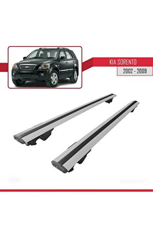 Kia Sorento 2002-2009 Arası ile uyumlu HOOK Model Anahtar Kilitli Ara Atkı Tavan Barı GRİ