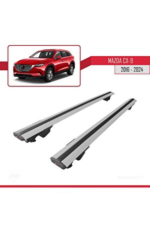 Mazda CX-9 2016 ve Sonrası ile uyumlu HOOK Model Anahtar Kilitli Ara Atkı Tavan Barı GRİ
