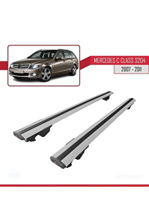 Mercedes C Class (W204) SW 2007-2011 Arası  HOOK Model Anahtar Kilitli Ara Atkı Tavan Barı GRİ