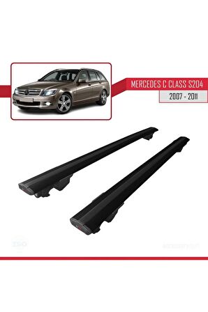 Mercedes C Class (W204) SW 2007-2011 Arası  HOOK Model Anahtar Kilitli Ara Atkı Tavan Barı SİYAH