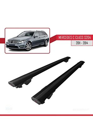 Mercedes C Class (W204) SW 2011-2014 Arası  HOOK Model Anahtar Kilitli Ara Atkı Tavan Barı SİYAH