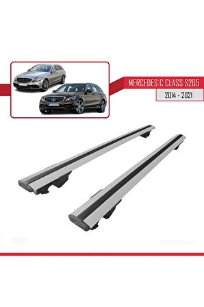 Mercedes C-Class S205 2014-2021 ile uyumlu HOOK Model Anahtar Kilitli Ara Atkı Tavan Barı GRİ