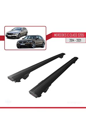 Mercedes C-Class S205 2014-2021 ile uyumlu HOOK Model Anahtar Kilitli Ara Atkı Tavan Barı SİYAH