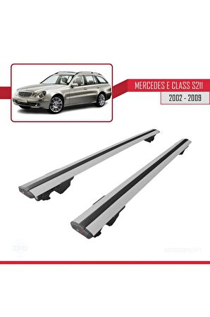 Mercedes E Class (W211) SW 2002-2009 Arası HOOK Model Anahtar Kilitli Ara Atkı Tavan Barı GRİ