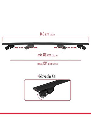 MG HS 2018 ve Sonrası ile uyumlu HOOK Model Anahtar Kilitli Ara Atkı Tavan Barı SİYAH