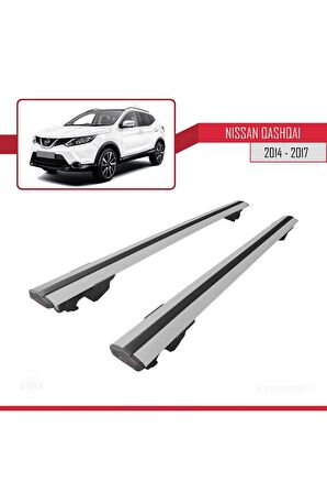 Nissan Qashqai 2014-2017 Arası ile uyumlu HOOK Model Anahtar Kilitli Ara Atkı Tavan Barı GRİ