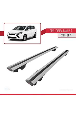 Opel  Zafira Family C 2011-2014 Arası ile uyumlu HOOK Model Anahtar Kilitli Ara Atkı Tavan Barı GRİ