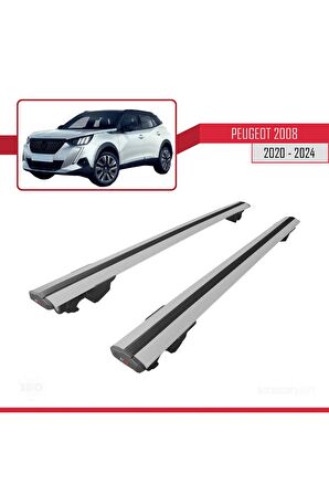 Peugeot 2008 2020 ve Sonrası ile uyumlu HOOK Model Anahtar Kilitli Ara Atkı Tavan Barı GRİ