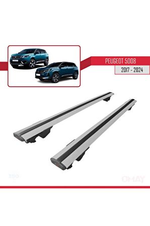 Peugeot 5008 2017 ve Sonrası ile uyumlu HOOK Model Anahtar Kilitli Ara Atkı Tavan Barı GRİ