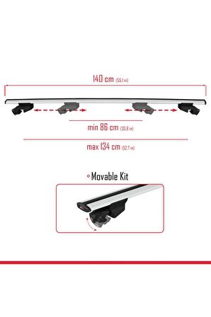 Renault Austral 2022 ve Sonrası ile uyumlu HOOK Model Anahtar Kilitli Ara Atkı Tavan Barı GRİ