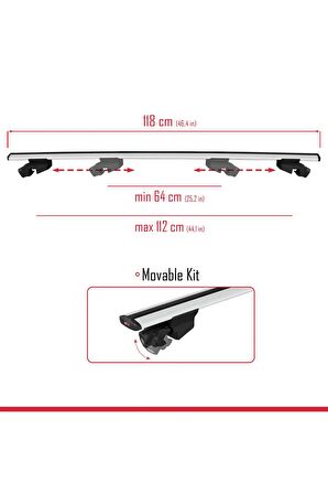 Subaru XV 2012-2017 Arası ile uyumlu HOOK Model Anahtar Kilitli Ara Atkı Tavan Barı GRİ