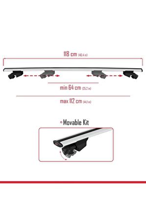 Toyota RAV4 2013-2018 Arası ile uyumlu HOOK Model Anahtar Kilitli Ara Atkı Tavan Barı GRİ