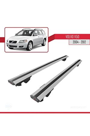 Volvo V50 ESTATE 2004-2012 Arası ile uyumlu HOOK Model Anahtar Kilitli Ara Atkı Tavan Barı GRİ