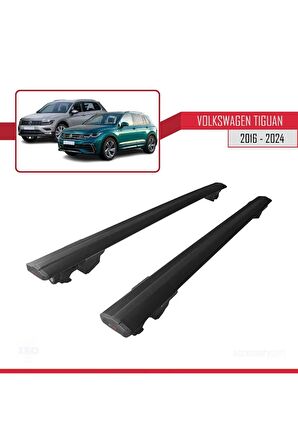 VW Tiguan 2016 ve Sonrası ile uyumlu HOOK Model Anahtar Kilitli Ara Atkı Tavan Barı SİYAH