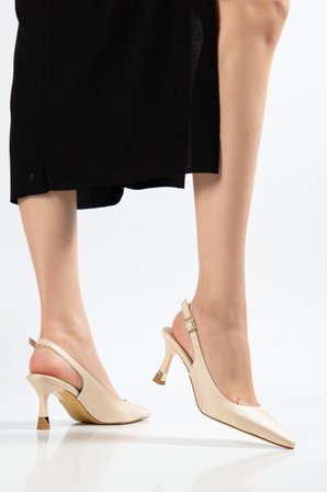 Suins Hope Model Kadın Stiletto Parlak Saten Ayakkabı