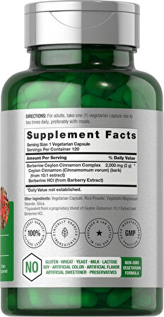 Horbäach Berberine with Ceylon Cinnamon 2000mg 120 Veggie Caps