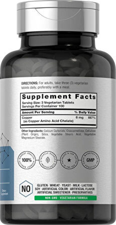 Horbäach Chelated Copper Bakır Trace Mineral 6 mg 300 Tablet