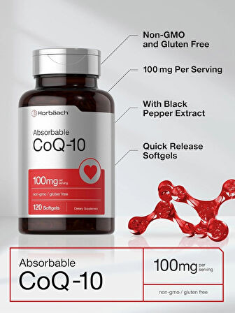 Horbäach CoQ10 Koenzim 100mg 120 Softgels