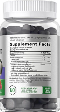 Horbäach Lion's Mane Aslan yelesi 60 Gummies