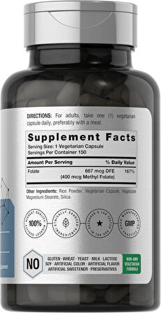 Horbäach Methyl Folate 400 mcg 150 Vegan Caps