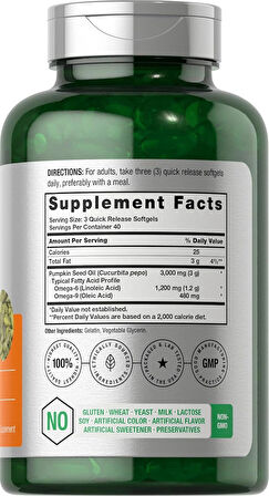 Horbäach Pumpkin Seed Oil 3000mg 120 Softgel