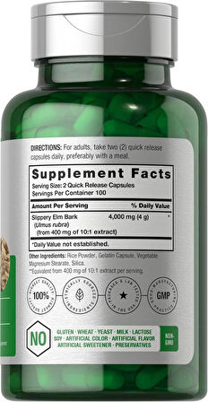 Horbäach Slippery Elm Bark 4000 mg 200 Caps