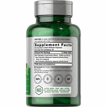 Horbaach Saw Palmetto (Cüce Palmiye) Hair Skin 3600mg | 120 Capsules