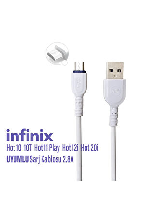 Infinix Hot 10 10T Hot 11 Play Hot 12i Hot 20i Şarj Kablosu Micro 2.8A