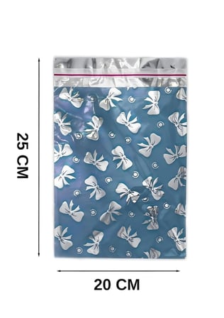 100 Adet 20x25 Cm Metalize Bantlı Hediye Poşeti