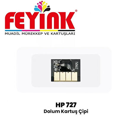 Feyink® Hp 727 (C1Q12A)-( B3P22A) Matt Black (MK) Çip 300ml T920/T930/T1500/T2500/T2530 Chip							