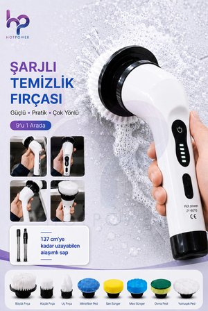 9-in-1 Elektrikli Temizleme Fırçası Elektrikli Sıkma Temizleme Scrubber Elektrikli Temizleme Fırça