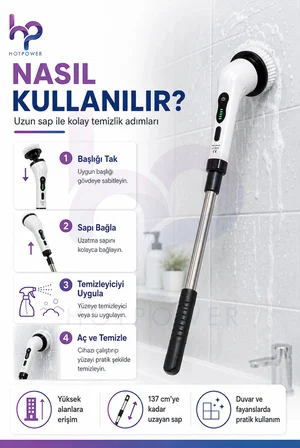 9-in-1 Elektrikli Temizleme Fırçası Elektrikli Sıkma Temizleme Scrubber Elektrikli Temizleme Fırça