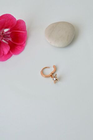 Tektaşlı Kutup Yıldızı Halka Helix Piercing Lob Kıkırdak Küpesi