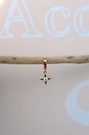 Tektaşlı Kutup Yıldızı Halka Helix Piercing Lob Kıkırdak Küpesi