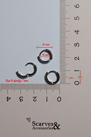 Taşlı Gümüş Renk Halka Piercing Tragus Helix Kıkırdak