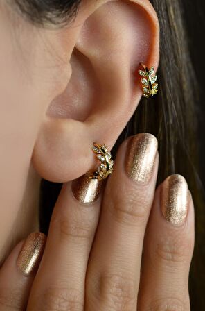 Yaprak Model Piercing Helix Kıkırdak Lob Gold Renk