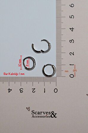 Bombeli Taşlı Halka Piercing Tragus Helix Kıkırdak Lob Gümüş Renkli