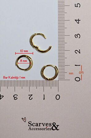 Bombeli Taşlı Halka Piercing Tragus Helix Kıkırdak Lob Gold Renkli