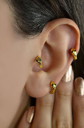 Gold Renkli Yılan Piercing Tragus Helix Kıkırdak Üst Lob