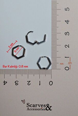 Gümüş Renk Beşgen Halka Piercing Tragus Helix Kıkırdak