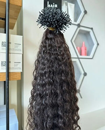 HairPim Jakarta 100% İnsan Saçı (0.6 Gr) Doğal Kestane Perma 50 Adet 70 Cm Yeni Nesil Kaynak HP368