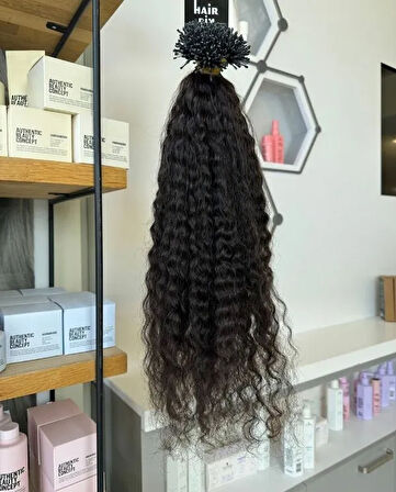 HairPim Jakarta 100% İnsan Saçı (0.6 Gr) Doğal Kestane Perma 50 Adet 70 Cm Yeni Nesil Kaynak HP368