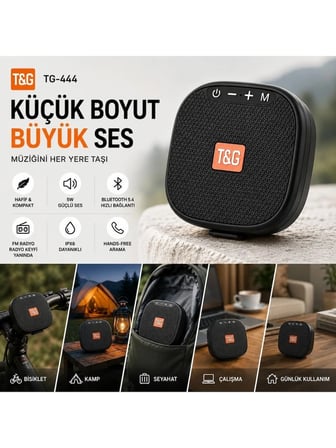 Luve Store T&G TG-444 Bluetooth 5.4 Taşınabilir Hoparlör 5W IPX6 Suya Dayanıklı Mini Speaker FM Radyo USB Type-C